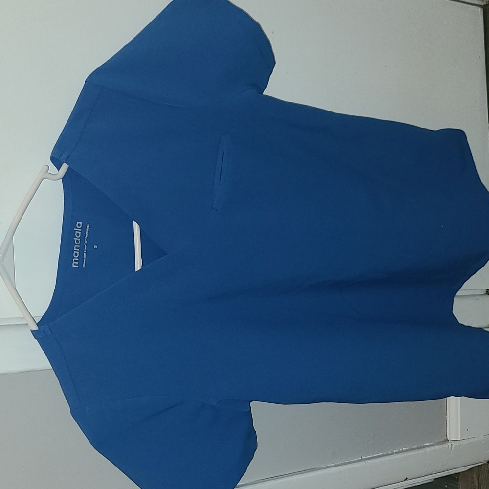 Mandala Royal Blue Scrub Top size small